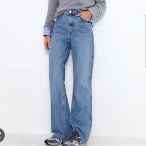 Zara Wide Leg High Rise Full Length Jean, Size 4